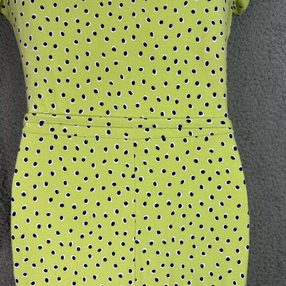 Lands End Dress Womens Jersey Knit Small 6-8 Surplice Faux Wrap Green Polka Dots - Picture 9 of 15